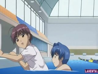 Hentai Babe In Swimsuit Sucks Guys Hard Cock