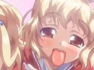 Petite anime hottie takes dick in mouth and little quim