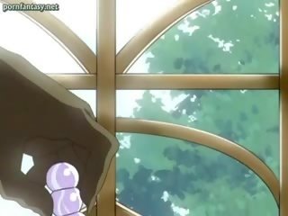 Dois anime ninfetas com grande jarros obter bateu