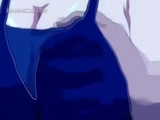 Tre kåta dubbar knull en söt animen enligt vatten