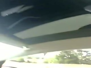 Horny trans show her hard cock while driving