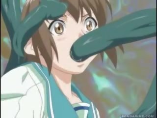 Hentai anime tentakel delights en heldin actie