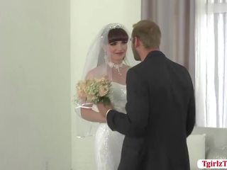 Horny Groom finally fucks her Bride Transbabe Natalie Mars butthole