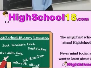 Schoolgirl Hides From Dad And Sucks Teachers Huge Cock