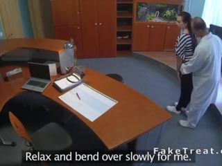 Doctor fucks bent over patient in recepcionists room