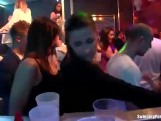 Blonde party chick gets fucked in club