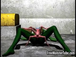 3d dibujos animados extraterrestre nena consiguiendo follada duro por un spider
