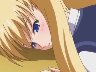 Tonårs animen blondin prostituterad sugande